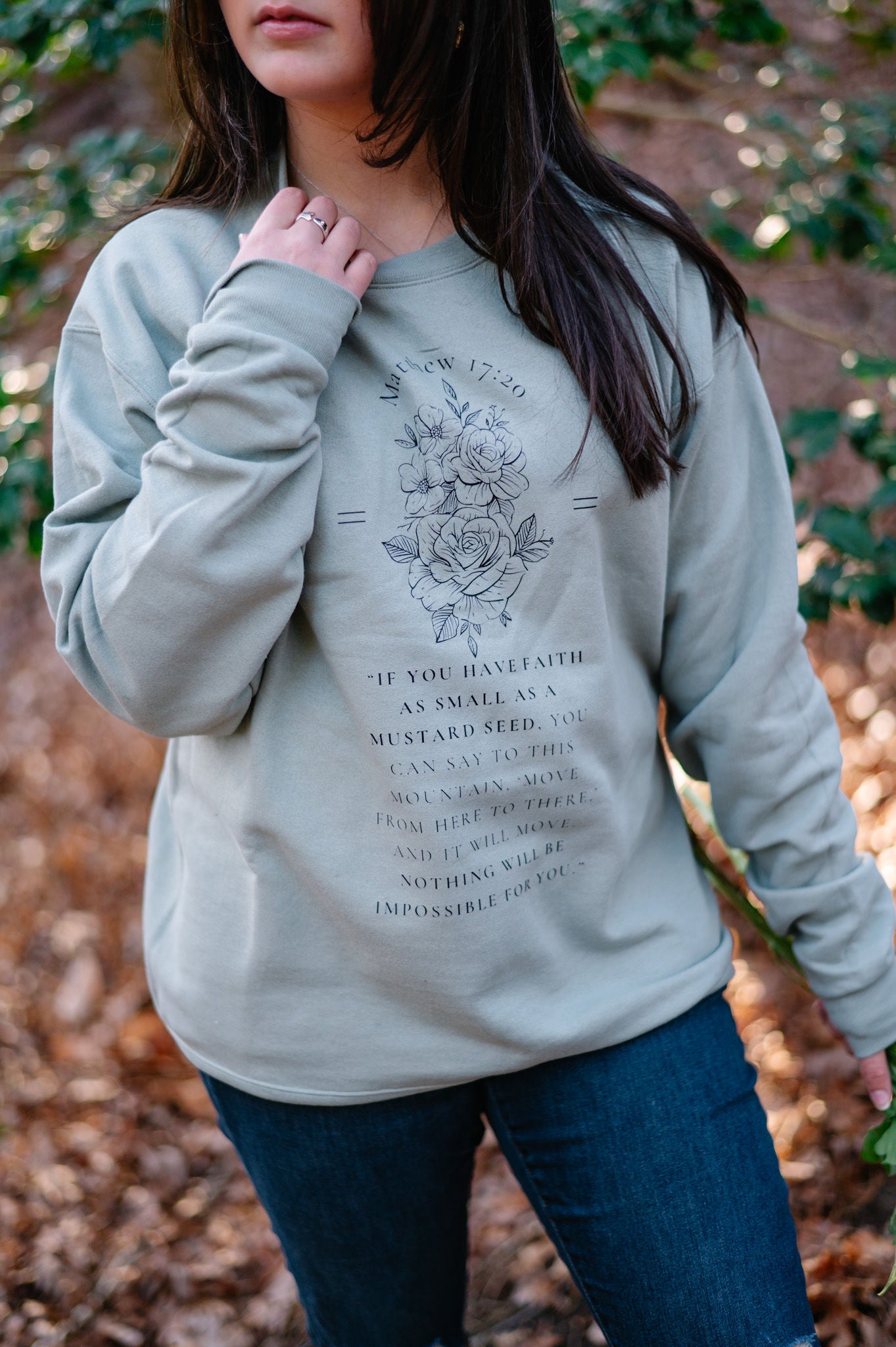 Mustard Seed Faith Crew Neck MOSS WASH COLOR