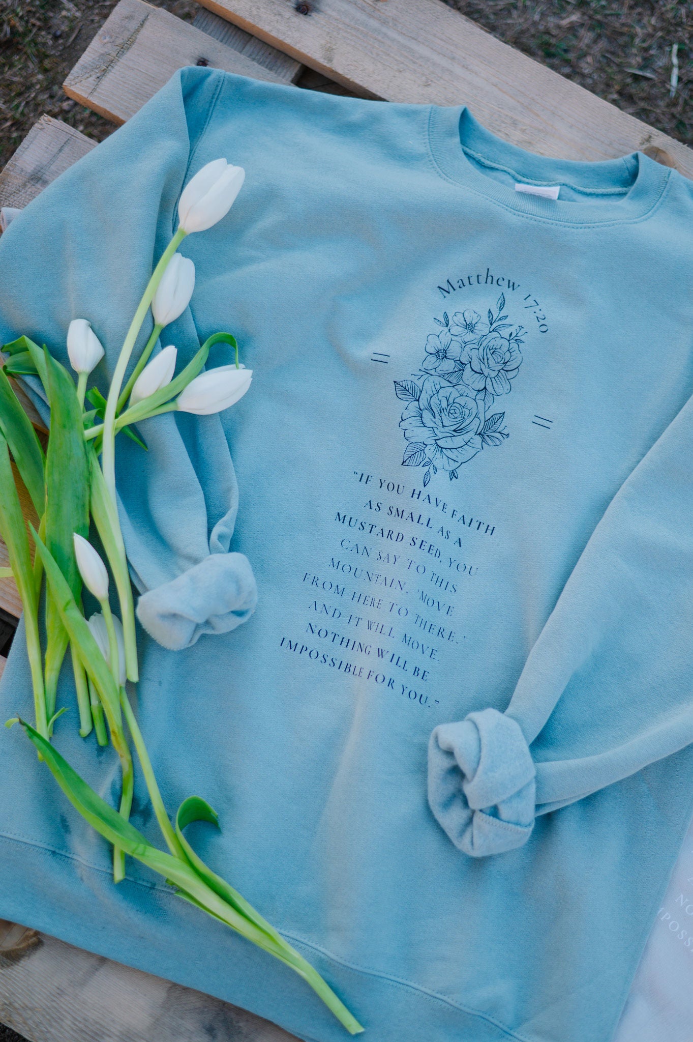 Mustard Seed Faith Crew Neck MOSS WASH COLOR